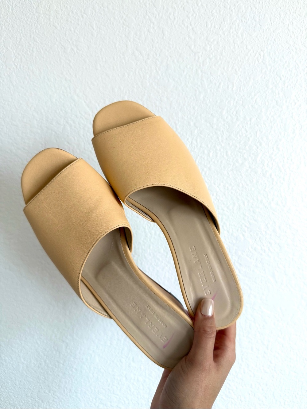 Everlane Women's Leather Cream-Orangeish Slide Sandals - SIZE 6 - Picture 4 of 7